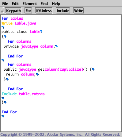 Template Editor screenshot